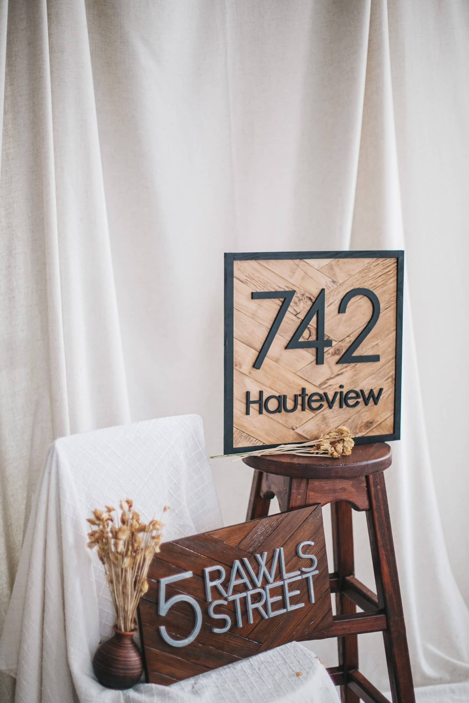 Custom Wooden House Number Sign, Street Address Sign With Black - Etsy