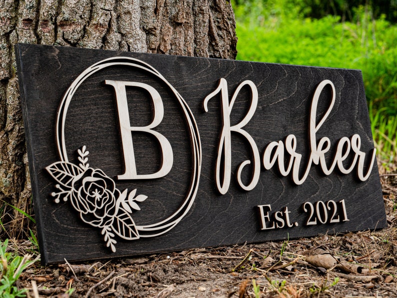 Personalized Wedding Gift, Last Name Established Sign, Family Sign - Etsy